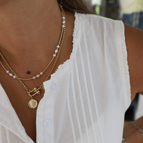 BEACHCOMBER PEARL NECKLACE: GOLD