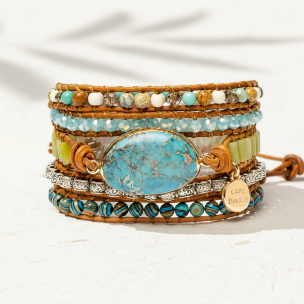 Twisted Ocean Jasper Wrap Bracelet
