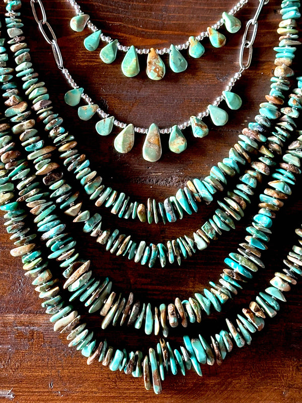 Natural Turquoise Chip Necklace, Layering Necklace, Stacked Necklace: 5-8mm Natural turquoise chips