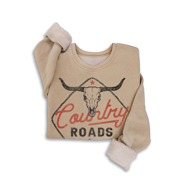 COUNTRY ROADS MINERAL GRAPHIC SWEATSHIRTS: MINERAL HEATHER GREY / S-M-L-XL(1-2-2-1)
