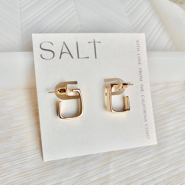 SALT - SQUARE HOOP EARRINGS | gold | stud post huggies