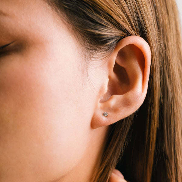 Birthstone Gold-Filled Stud Earrings | CZ Studs | Gold Studs: February