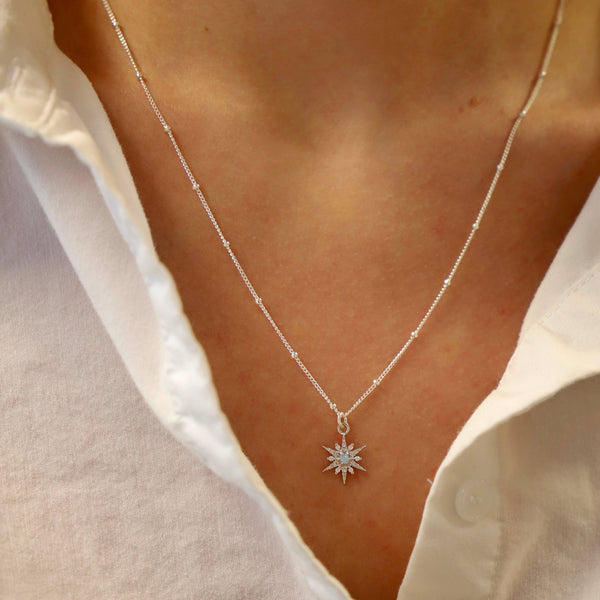 SILVER OPAL STARBURST NECKLACE: Silver / 18"