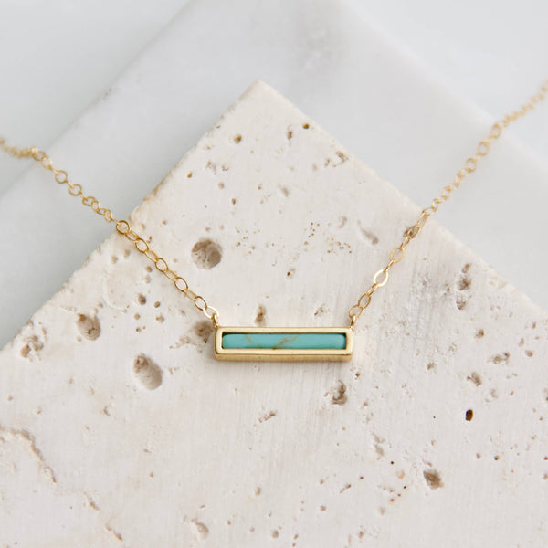 Mini Turquoise Bar Necklace: Turquoise