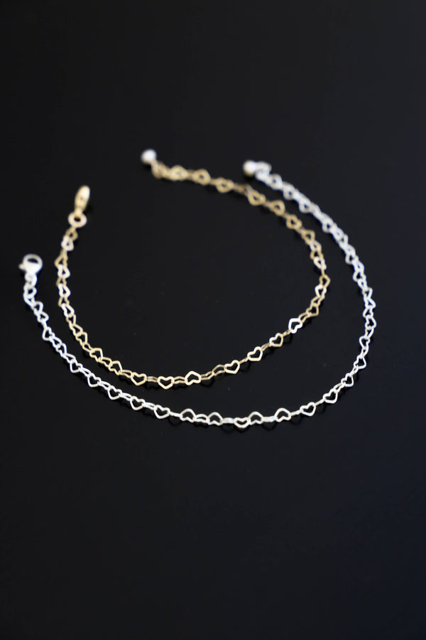 HEART CHAIN BRACELET: Sterling Silver