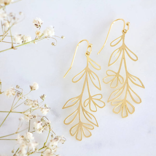 Brass Wild Flower Earrings 