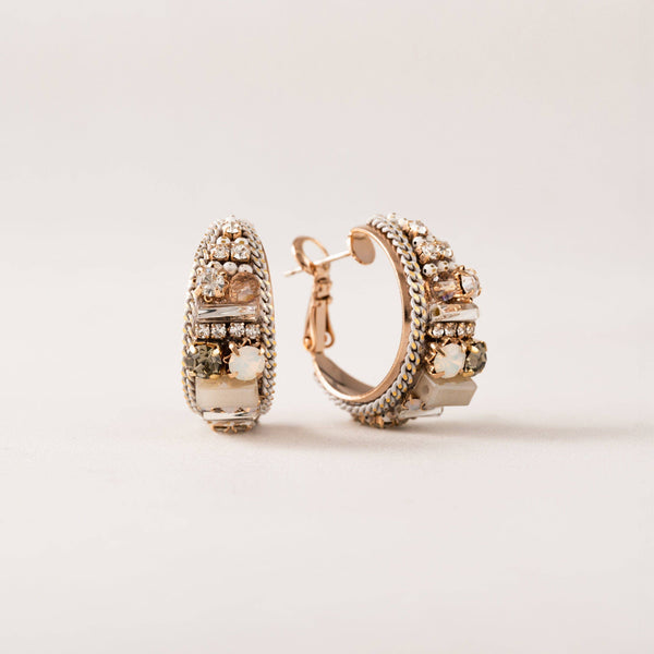 Charleston Hoop Earrings | Crystal Earrings |Statement Hoops: White