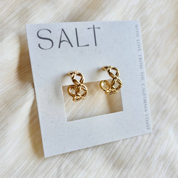 SALT - CRISS-CROSS HOOP EARRINGS | gold | stud post hoops