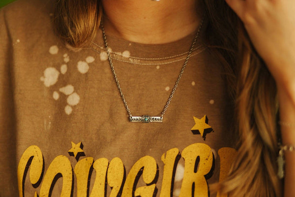 Faux Bar Necklace Turquoise Stone: Silver