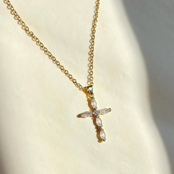 SALT - STATEMENT CRYSTAL CROSS NECKLACE | diamond cross necklace