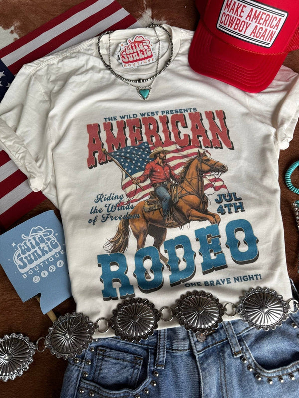 American Rodeo 4th July Graphic Tee: Natural / S