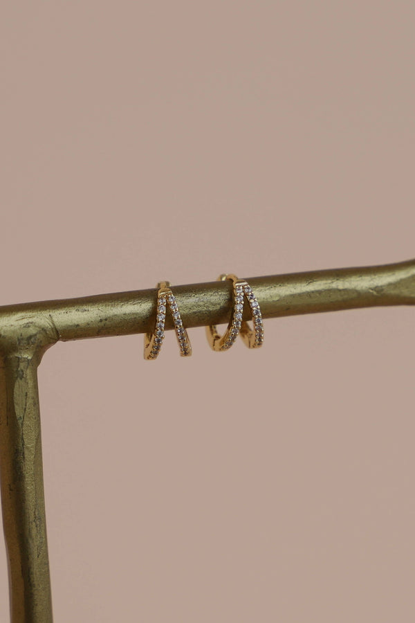DOUBLE CZ HUGGIE HOOPS