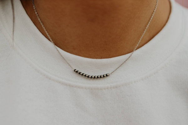 Authentic Silver Pearl Bar Necklace: Silver / OS