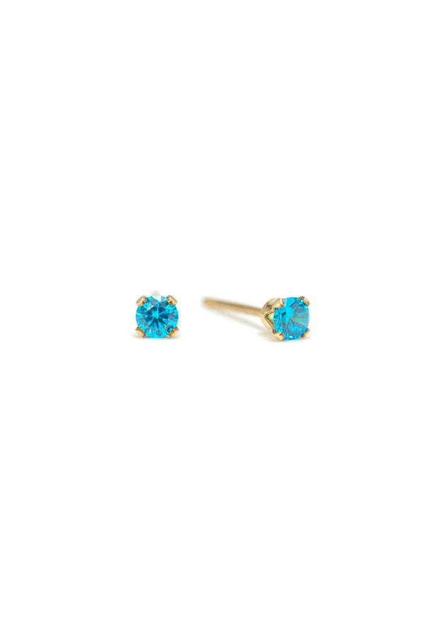 Birthstone Gold-Filled Stud Earrings | CZ Studs | Gold Studs: February
