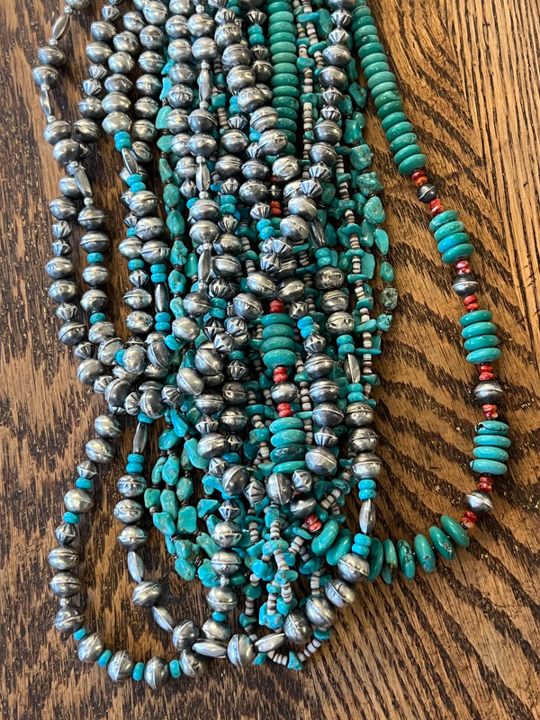 1970’s Pearls with Sleeping Beauty Turquoise - 20inch