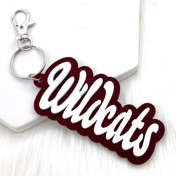 Longhorns Spirit Keychains: Red & Solid White