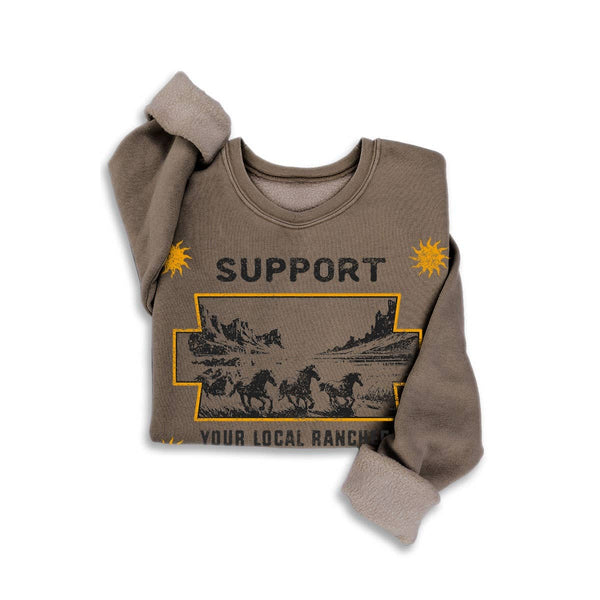 SUPPORT YOUR LOCAL RANCHERS MINERAL GRAPHIC SWEATSHIRTS: Mineral Black / S-M-L-XL(1-2-2-1)