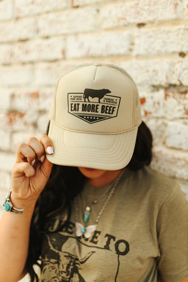 Farmers & Ranchers Eat More Beef Trucker Hat: Khaki / OS