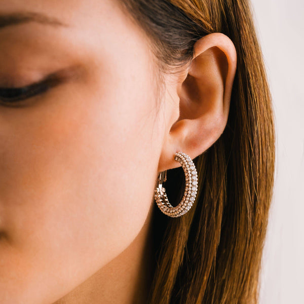 Astaire 28mm Hoop Earrings | Pavé Hoops | Crystal Hoops: White / 28mm