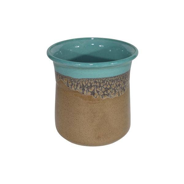 Handcrafted Traditional American Pottery Utensil Holder: Island Oasis