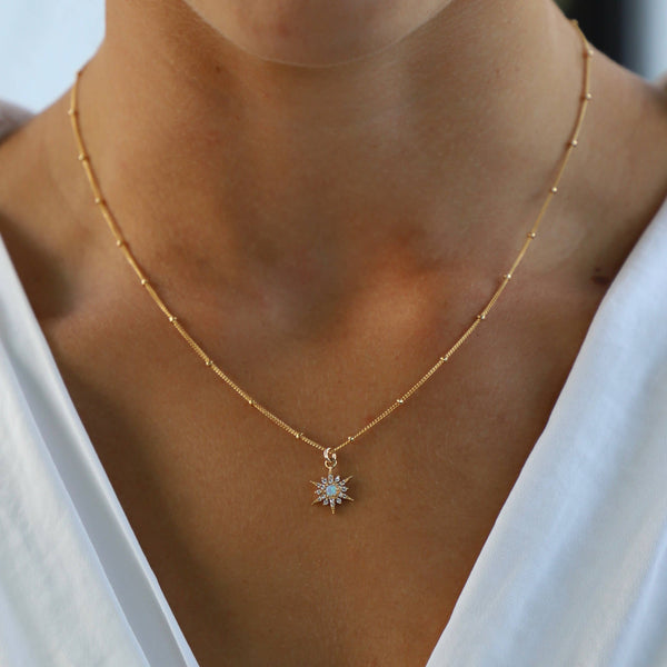 OPAL STARBURST NECKLACE: Gold / 18"