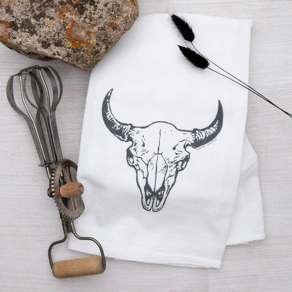 Western Buffalo Skull Tea Towel
