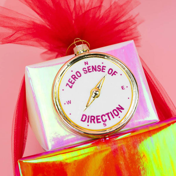 Zero Sense of Direction - Compass Ornament, Holiday Gift