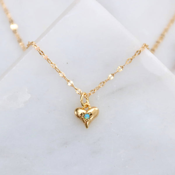 Opal Dainty Heart Necklace