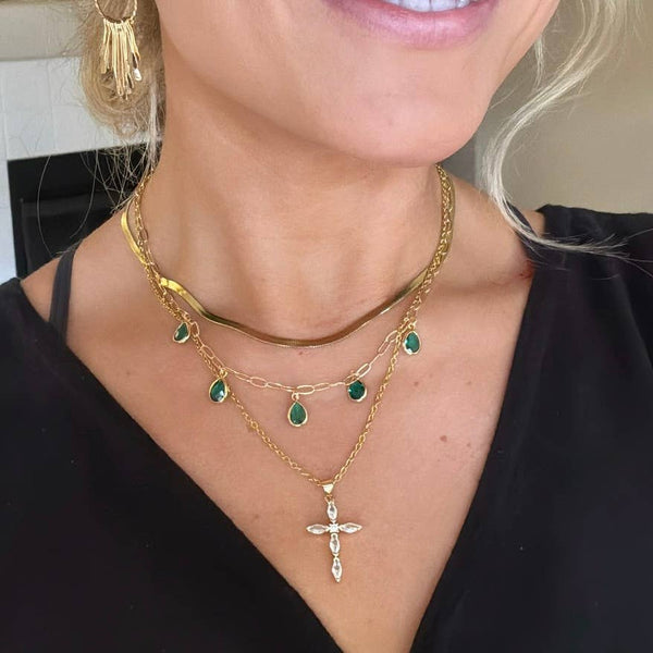 SALT - STATEMENT CRYSTAL CROSS NECKLACE | diamond cross necklace