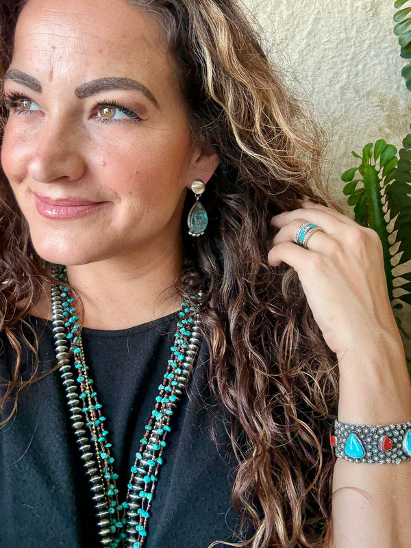 Turquoise & Silver Dangle Drops