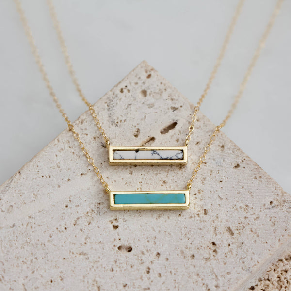 Mini Turquoise Bar Necklace: Turquoise