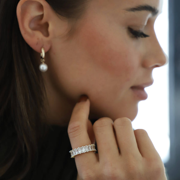 AUDREY GOLD FILLED PEARL HOOP EARRINGS: Small
