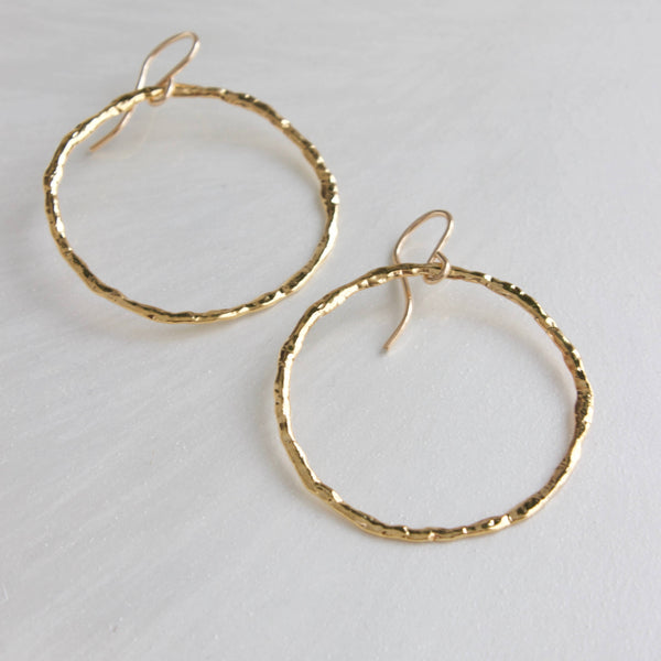 ORGANIC HAMMERED HOOP EARRINGS