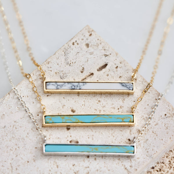 White Howlite Bar Necklace