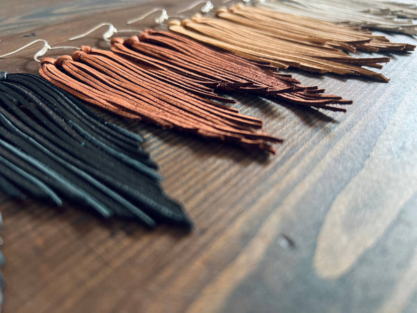 Leather Earrings - Bozeman Fringe in Black