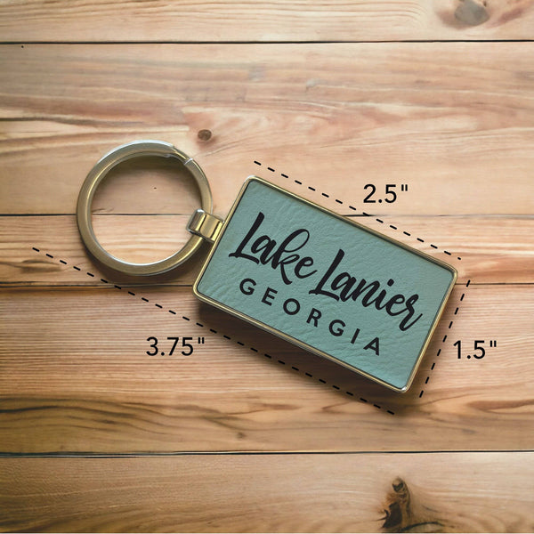Ute Lake Leatherette + Metal Keychain: Teal