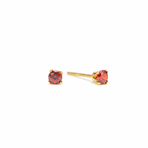 Birthstone Gold-Filled Stud Earrings | CZ Studs | Gold Studs: February