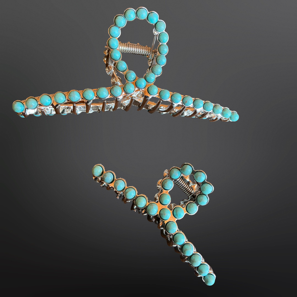 Faux Turquoise Claw Clip - Western Hair Clip: Regular