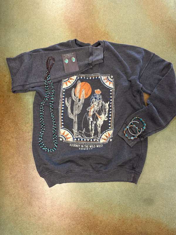 WESTERN COWBOY SWEATSHIRT -Mineral Black