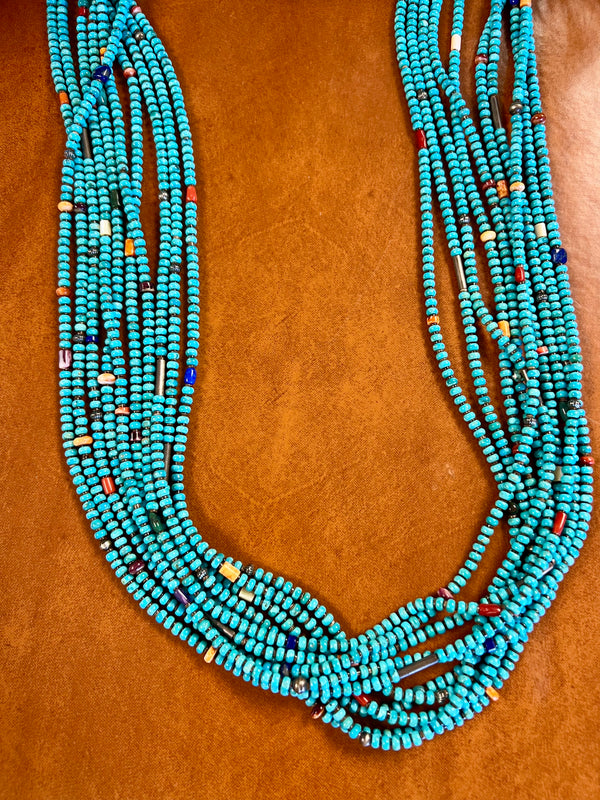 Sleeping Beauty 10-Strand High-Polished Necklace