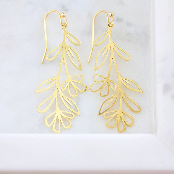 Brass Wild Flower Earrings 