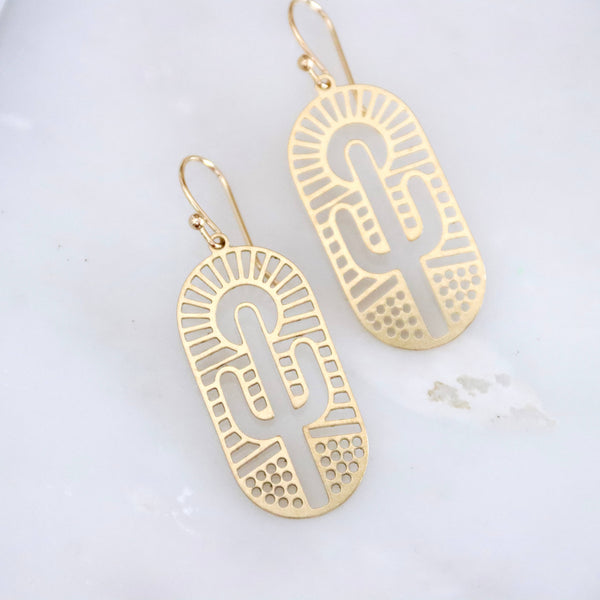 Brass Cactus Earrings