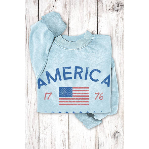 AMERICA 1776 MINERAL GRAPHIC  SWEATSHIRTS: Mineral Lt Blue / S-M-L-XL(1-2-2-1)