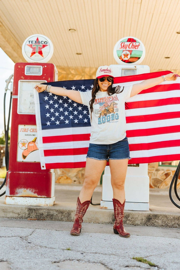 American Rodeo 4th July Graphic Tee: Natural / S