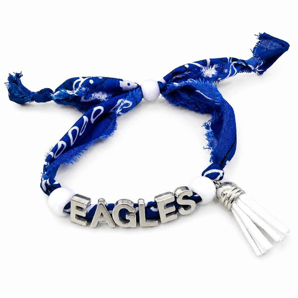Rally Spirit Bracelet | Personalized School Spirit Bracelet | Custom Team Color Fabric Bracelet: B - Black / M - Red / L - Gold