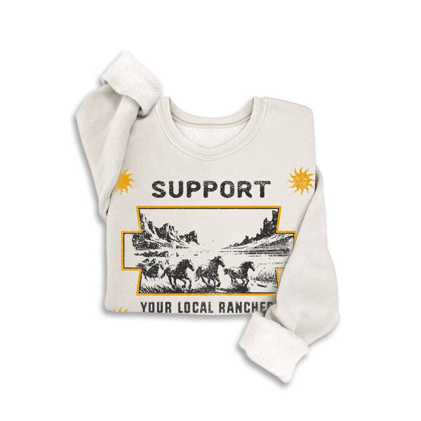 SUPPORT YOUR LOCAL RANCHERS MINERAL GRAPHIC SWEATSHIRTS: Mineral Black / S-M-L-XL(1-2-2-1)