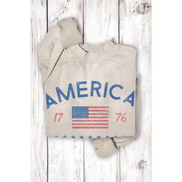 AMERICA 1776 MINERAL GRAPHIC  SWEATSHIRTS: Mineral Lt Blue / S-M-L-XL(1-2-2-1)