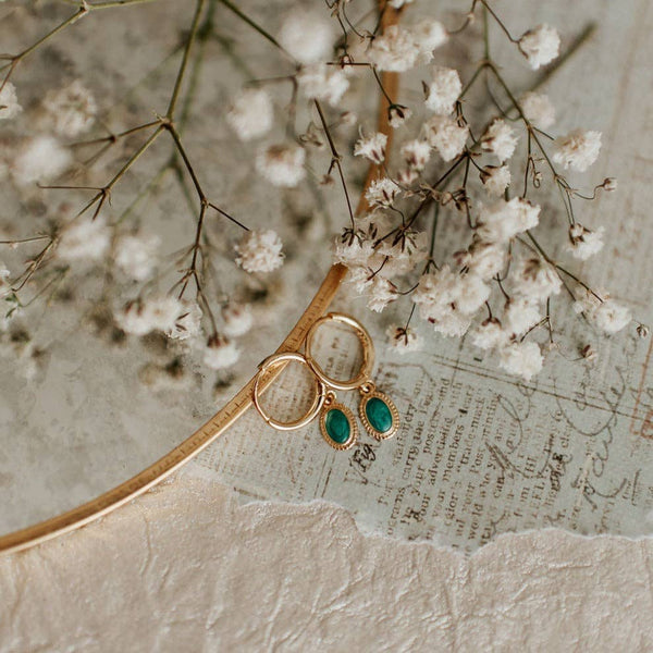Riley Turquoise Hoops: Gold