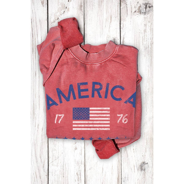 AMERICA 1776 MINERAL GRAPHIC  SWEATSHIRTS: Mineral Lt Blue / S-M-L-XL(1-2-2-1)