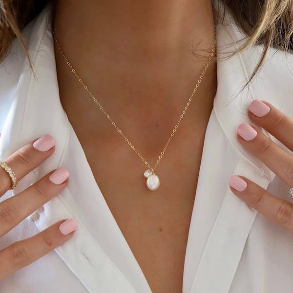 DOUBLE PEARL DROP NECKLACE: CN1457S